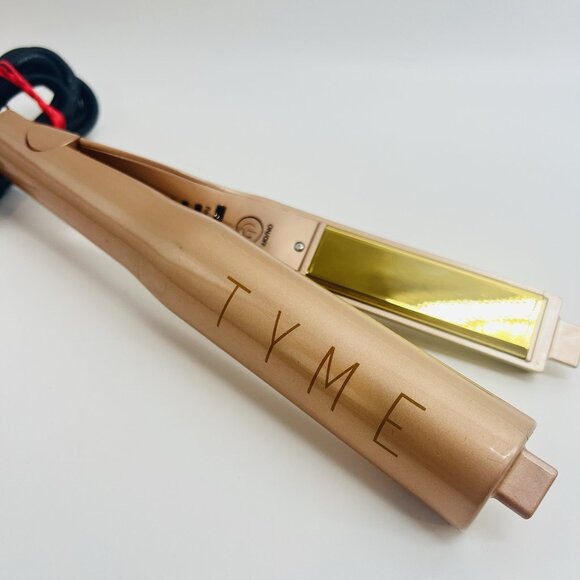 Tyme Original 2-in-1 Flat Iron Hair Straightener Curler Rose Gold Tested Works - Picture 1 of 6